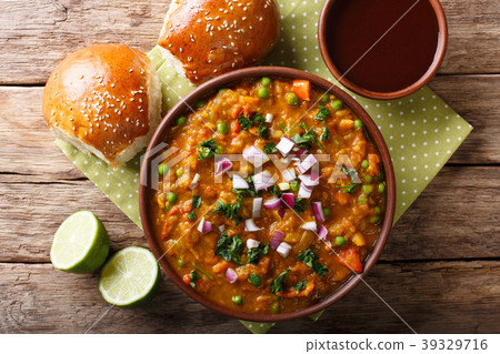Pav Bhaji Indian spicy fast food with bread Paav 39329716