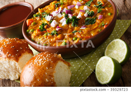 Pav Bhaji Indian spicy fast food with bread Paav 39329723
