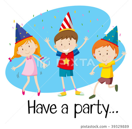 Three kids having party 39329889