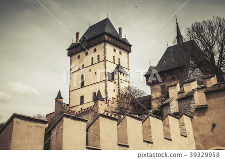 Karlstejn castle, Vintage toned photo 39329958