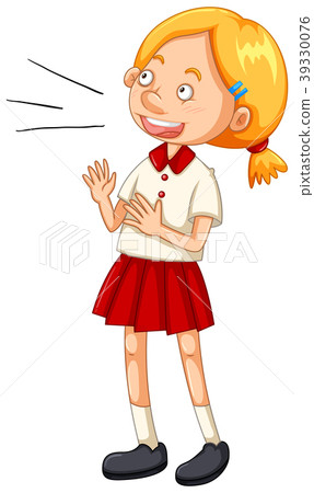 Girl in white shirt and red skirt - Stock Illustration [39330076] - PIXTA