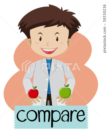 Wordcard for compare with boy holding apples Wordcard for compare with boy holding apples 39330236