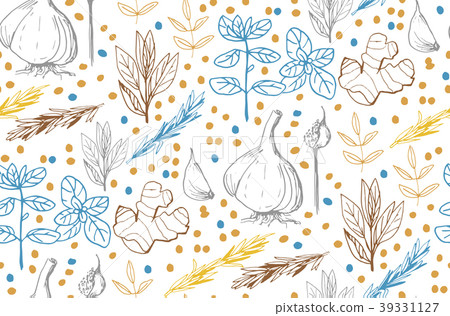 Herbs and medicinal plants seamless pattern Herbs and medicinal plants seamless pattern 39331127