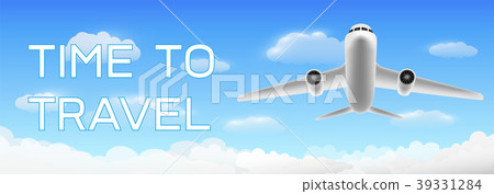 time to travel with airplane flying over cloud 39331284