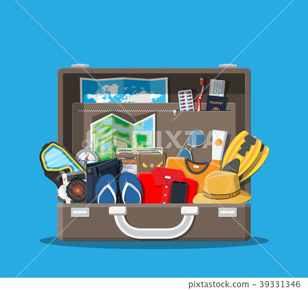 Big travel set. Summer holiday, tourism, vacation 39331346
