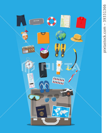 Big travel set. Summer holiday, tourism, vacation 39331366