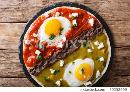 Mexican fried huevos divorciados eggs with salsa 39332009