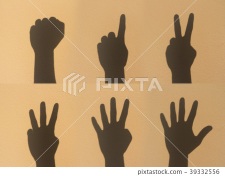hand sign of number set 39332556