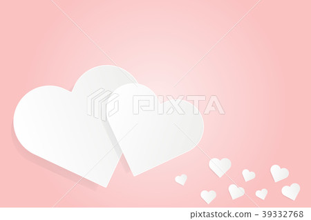 White paper cut love heart on pink background - Stock Illustration ...