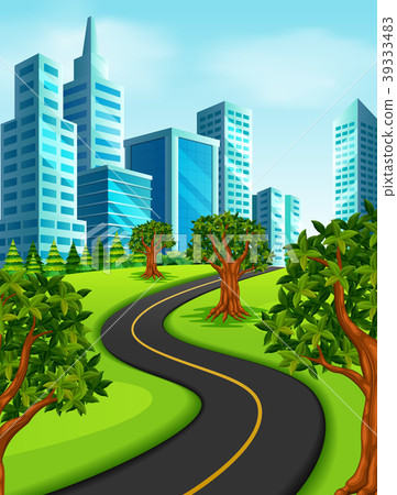Illustration of a road to the city Illustration of a road to the city 39333483