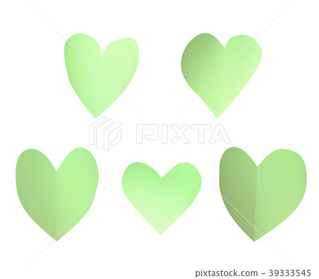 A set of green paper hearts. 39333545