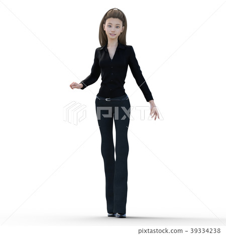 年輕女性時尚點菜襯衫和褲子perming3DCG插圖素材 39334238