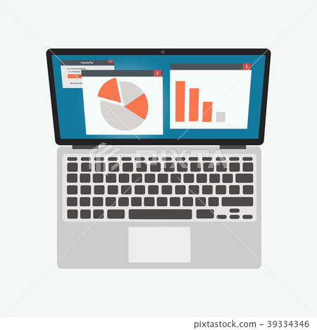 Laptop with business applications on an isolated Laptop with business applications on an isolated 39334346