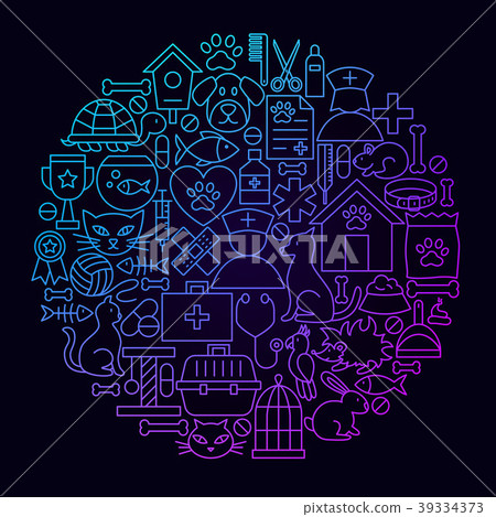 Veterinary Line Icon Circle Concept 39334373