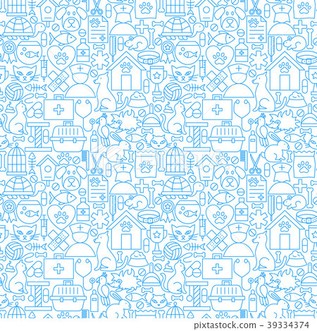 Veterinary White Line Seamless Pattern 39334374