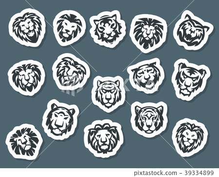 Tiger and lions face logo badge strength predator 39334899