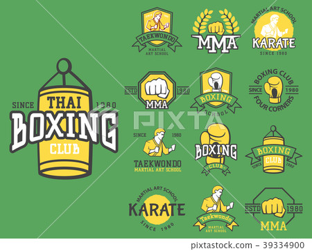 Set of cool fighting club emblems martial training 39334900