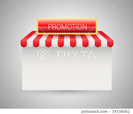 Store awning with retro banner. Store awning with retro banner. 39336002