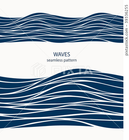 Marine seamless pattern with stylized blue waves - Stock Illustration ...