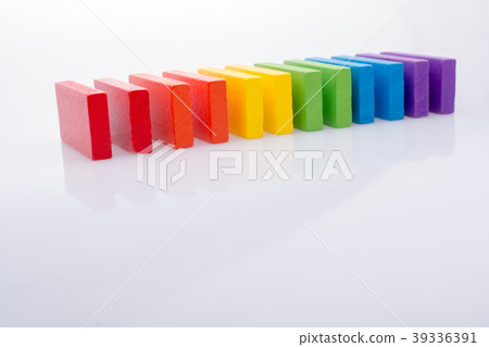Coorful domino blocks on white background Coorful domino blocks on white background 39336391