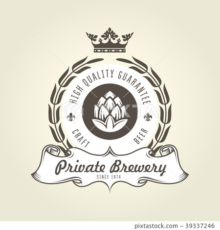 Craft beer logo with hop - emblem of brewery 39337246
