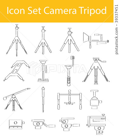 Drawn Doodle Lined Icon Set Camera Tripod 39337451