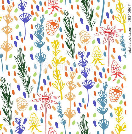 Herbs and medicinal plants seamless pattern Herbs and medicinal plants seamless pattern 39340967