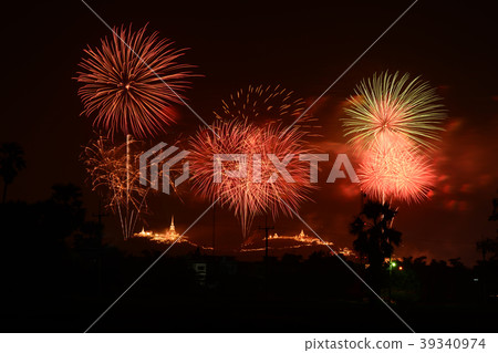 Firework over the mountain in the festival 39340974