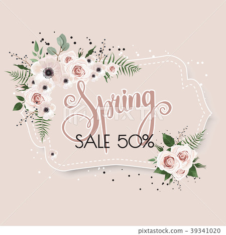 Spring sale background with beautiful flowers 39341020