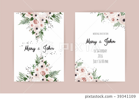 Vector invitation with handmade floral elements.  39341109