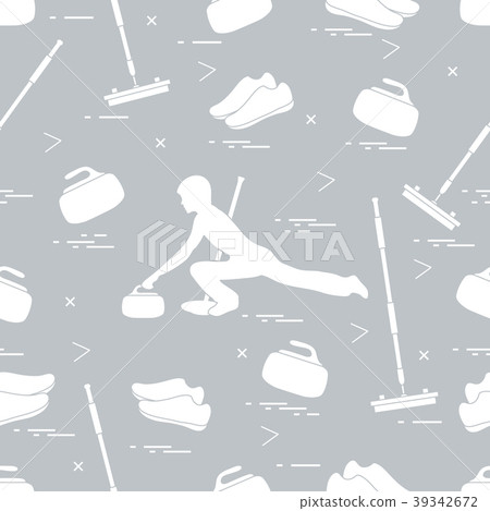 Vector pattern of different objects curling sport 39342672