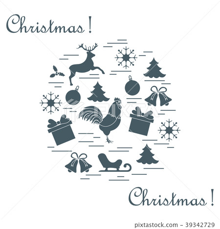 different new year and christmas symbols 39342729