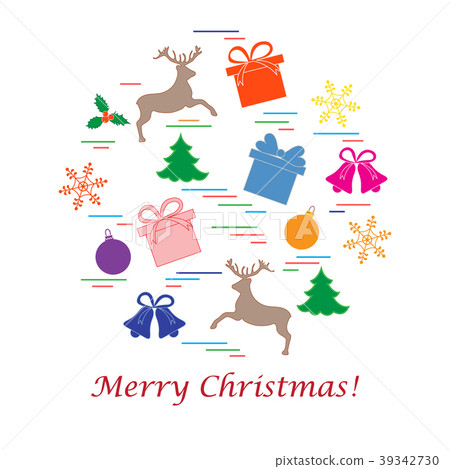 different new year and christmas symbols arranged 39342730