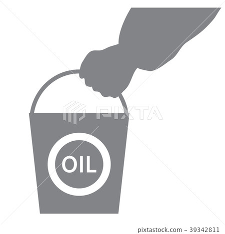 Stylized icon of the hand carrying a bucket of oil Stylized icon of the hand carrying a bucket of oil 39342811
