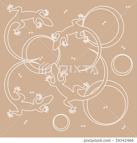 Cute vector illustration of lizards and circles Cute vector illustration of lizards and circles 39342966