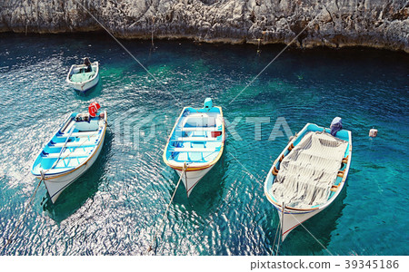 View of the empty traditional Maltese boats Luzzu View of the empty traditional Maltese boats Luzzu 39345186