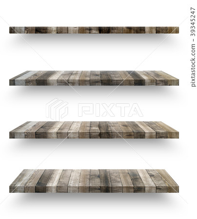 Wooden shelf template set isolated Wooden shelf template set isolated 39345247