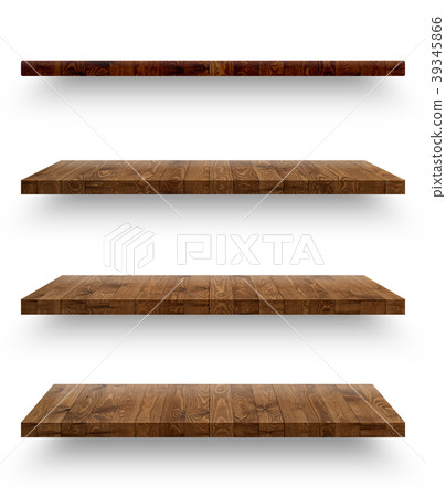 Wooden shelf template set isolated Wooden shelf template set isolated 39345866