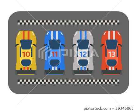 Race car sport track curve road vector. Top view 39346065