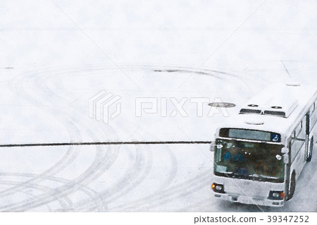 Runway watercolor of New Chitose Airport with snow 39347252