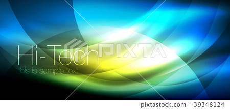 Glossy light effect neon glowing waves, shiny Glossy light effect neon glowing waves, shiny 39348124
