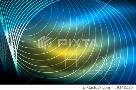Circular glowing neon shapes, techno background Circular glowing neon shapes, techno background 39348130