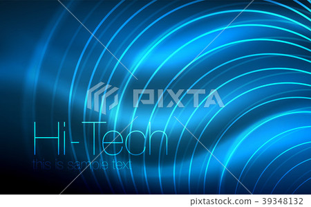 Circular glowing neon shapes, techno background Circular glowing neon shapes, techno background 39348132