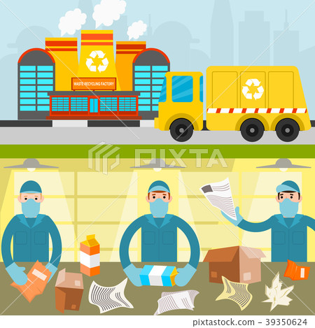 Waste recycling vector garbage process factory 39350624