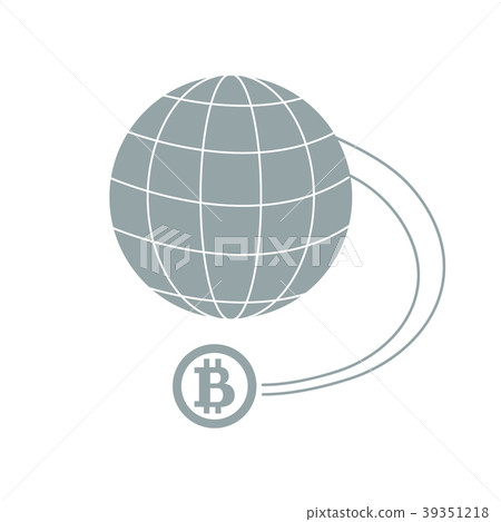 Stylized icon of a colored bitcoin as a means of Stylized icon of a colored bitcoin as a means of 39351218