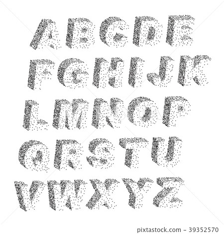 3D black white stipple dots font typographic 39352570