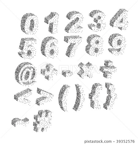 3D black white stipple dots font typographic 3D black white stipple dots font typographic 39352576