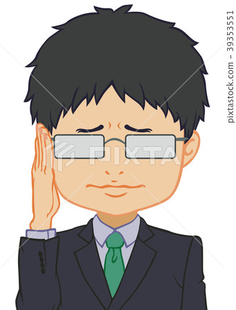 赤壁chara辦公室工作者陰沉的眼鏡困擾的臉 39353551