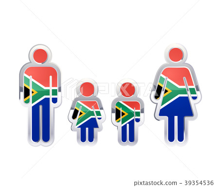 Glossy metal badge icon in man, woman and 39354536