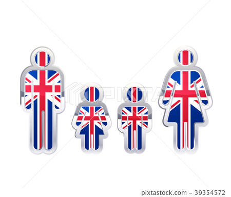 Glossy metal badge icon in man, woman and 39354572